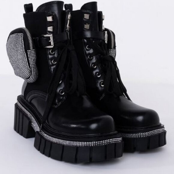 AZALEA WANG BRING ON A  LITTLE BLING CHUNKY BOOTIE IN BLACK ( BRAND NEW !!!! ) - Picture 1 of 9